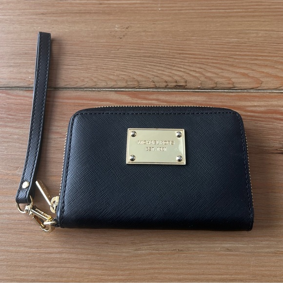 Michael Kors Handbags - Michael Kors MK Black and Gold Wristlet Wallet